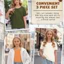3 Pack Girls Short Sleeve T Shirts | Crewneck Tops, Loose Fit, Summer, Comfy Basic, Casual Blouse, Teen, Soft, Breathable, Daily Wear, 13-14 Years