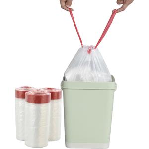 Pekky 2.6 Gallon Small Drawstring Trash Bags, Clear, Heavy Duty, 120 Counts