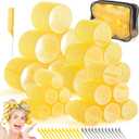 Obeoby 4 Sizes Hair Rollers for Women, 50 Pcs Set Hair Curlers with Clips Comb Curlers for Long Short Curly Hair and Bangs (25, 36, 48, 60mm), Yellow