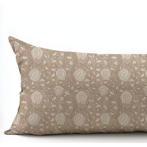 Vintage Floral Block Print Lumbar Decorative Throw Pillow Covers 12x20 Inch Blue Outdoor Cottagecore Farmhouse Decor Cushion Cases Country Home Decorations for Living Room Bedroom Sofa Couch 1 pack