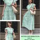 GRACE KARIN Women's Floral Boho Dress Hawaiian Dresse Short Sleeve V Neck Summer Beach Wedding Guest Swing Maxi Sundress (Green, L)