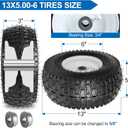 13x5.00-6 nhs Lawn Mower Tire and Wheels Tubeless with 3/4" 5/8" Bearings, 13x5x6 Zero Turn Mower Front Tires for Commercial Grade Lawn 3"-4" Adjustable Centered Hub, 2PCS