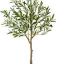 Warmplants Artificial Olive Tree, 4ft Tall Fake Olive Leaves Plant with Basket, Indoor Outdoor Faux Olive Topiary Silk Tree for Home Livingroom Office Décor