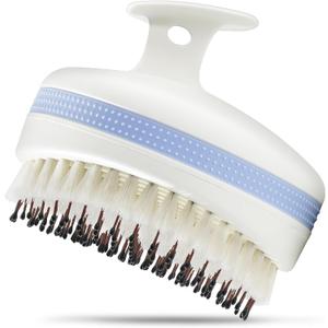 Scalp Massager with Double-Layer Bristles,Anti-Slip Rich-Lathering Hair Washing Shampoo Brush,Curved Scalp Scrubber with Better Head Fit for Dandruff Removal,Wet&Dry Use Scalp Stimulator. (Blue)