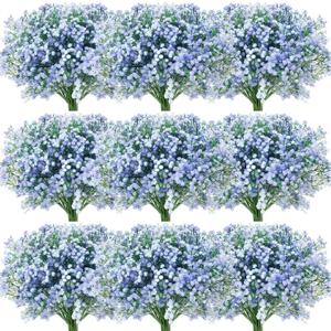 Janinka 30 Pcs Baby Breath Artificial Flowers Bulk Artificial Baby Breath Gypsophila Flower 20.8 Inch Real Touch Faux Gypsophila Bouquet Fake Floral Greenery for Wedding Party Decor (Blue)