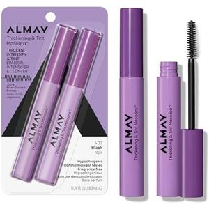 Almay Thickening & Tint Mascara, Instant Soft Full Volume, Conditions & Darkens Natural Lashes Over Time, No Flaking or Clumping, 402 Black, 2 count