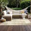 GENIMO Outdoor & Indoor Area Rug 4'x6', Waterproof, Non-Shedding, Easy Cleaning, Abstract Mat for Patio, Living Room, Balcony, Dining Room, Deck, RV, Bedroom, Camping, Outside Carpet, Brown