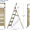 Step Ladder 5-Step Champagne Gold Finish Aluminum Folding Step Ladders,Anti-Slip Max 330 lbs