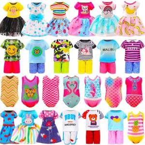 15 Set 5.3 Inch Doll Clothes 5 Outfit Tops and Pants 5 Dresses 5 Swimsuits for 4-6 Inch Girl Doll Clothes Dress