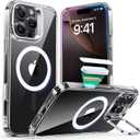 ESR for iPhone 16 Pro Max Case, Camera Control Button Compatible with MagSafe, Military-Grade Protective Case for iPhone 16 Pro Max,Built-in Stash Stand Phone Case, Scratch-Resistant Back Cover, Clear
