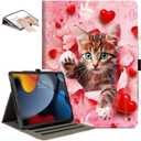 Lokigo for iPad Air 13 Inch Case M3/M2(2025/2024), iPad Pro 12.9 Case (6th/5th/4th/3th Gen 2022/2021/2020/2018) with Pencil Holder, Support Touch ID and Auto Wake/Sleep (Pink Cat)