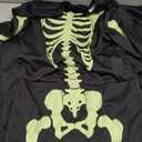 Kids Skeleton Costumes Halloween Costume Glow in The Dark Child White Bones Stretch Body Suit for Boys Girls (6T(Suit for 4-6 years), Black)