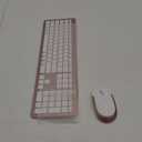 Wireless Keyboard and Mouse Combo - Full Size Slim Thin Wireless Keyboard Mouse with Numeric Keypad 2.4G Stable Connection Adjustable DPI - Rose Gold & White