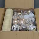 Ktinnead 94 Pcs Christmas Tree Decorations Set, Gold Shatterproof Christmas Tree Hanging Ball Ornaments with Glitter Poinsettia Flowers Decorations Berries Snowflakes for Xmas Party Holiday Wedding