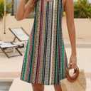 Doreyi Bathing Suit Cover Up for Women Summer Fashion 2024 Scoop Neck Beach Wear for Women Stripe Beach Coverup (S)