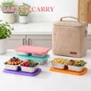 FoldTier 8 Pack 2-Compartment Stainless Steel Snack Containers Include 8 Silicone Lids and 8 Box Bodies Reusable Stackable Box for Adult Work, Travel & Camping 7.9 x 4.1 x 1.6 Inch (Rainbow)