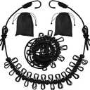 2 Pack Camping Clothesline Portable 12 Clothespins, Black Camping Accessories Travel Clothesline for Outdoor Indoor, Retractable Clothes Line Elastic Clothesline for Camper Hotel Room