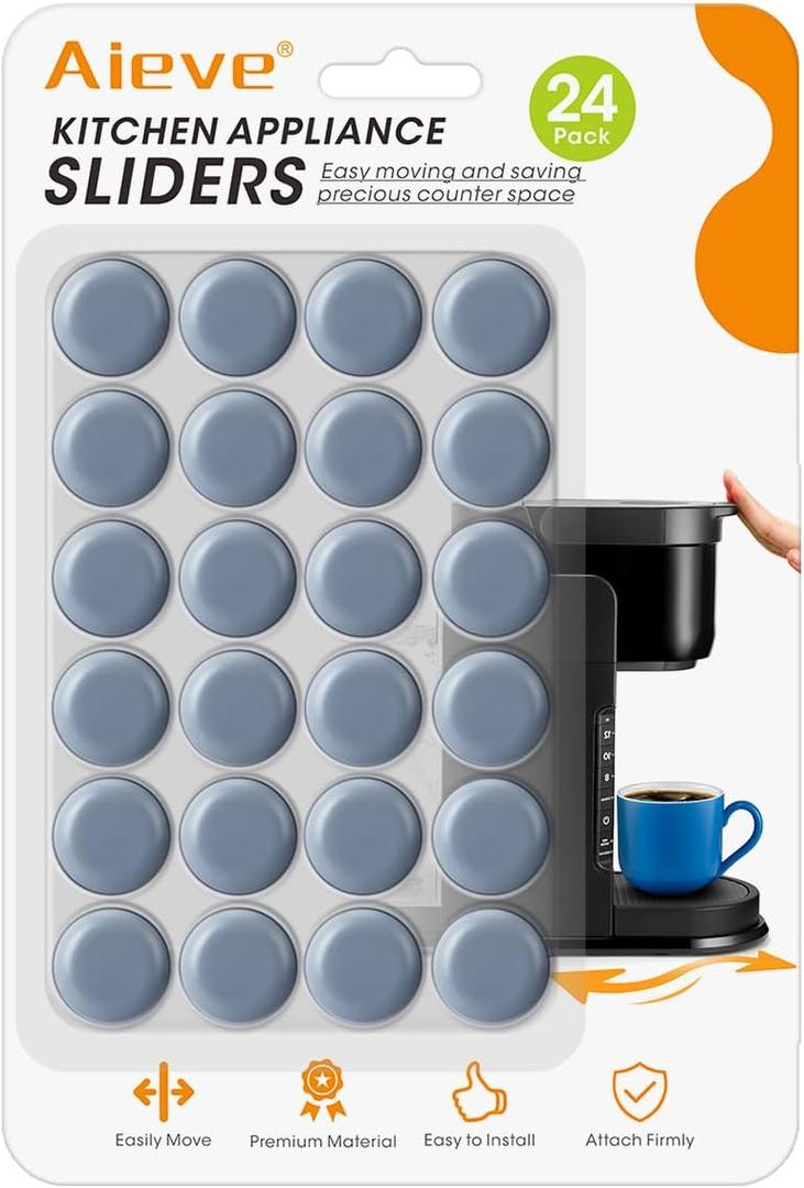 Aieve Appliance Slider, 24 Pcs Small Appliance Rollers Kitchen Gadgets, Self Adhesive Caster Wheels Kitchen Finds Home Must Have Countertop Accessories for Mixer Coffee Maker Air Fryer