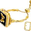 Dilando Bling Band and Case Compatible with Apple Watch Band 38mm 40mm 41mm 44mm 45mm 42mm Women, Slim Dressy Metal Bracelet Strap Rhinestone Bumper for Iwatch SE & Series 9 8 7 6 5 4 3 2 1(Gold,40mm)