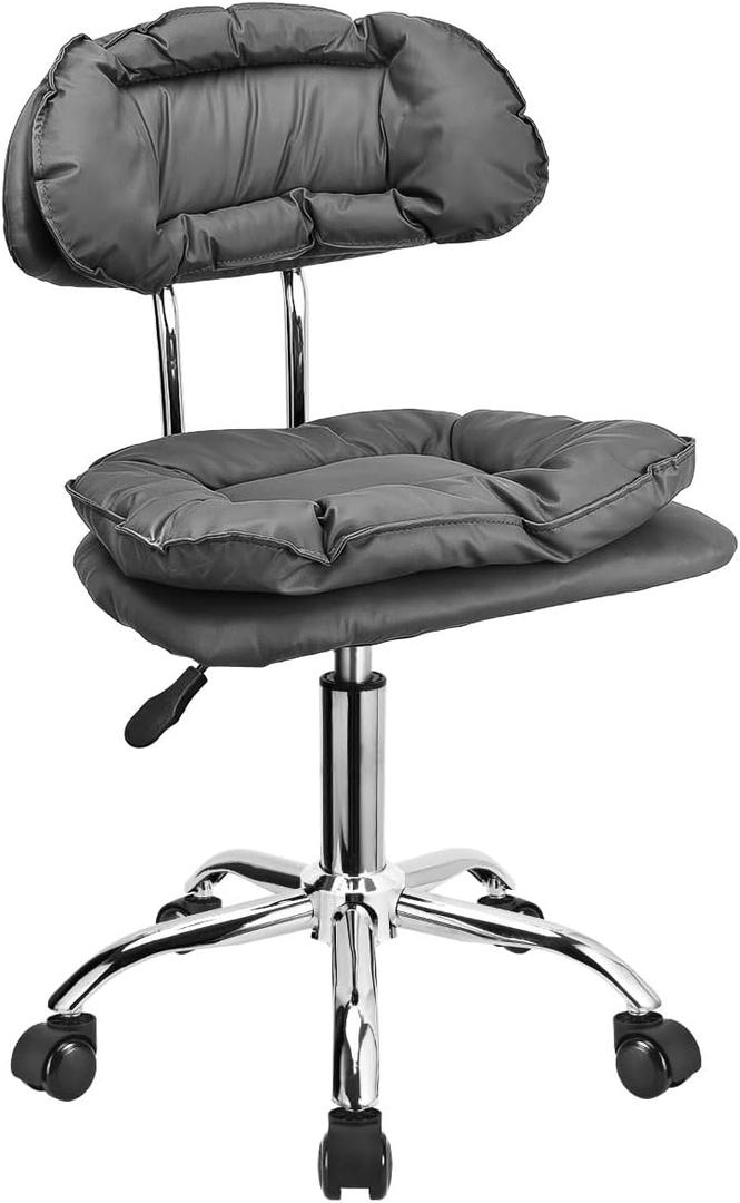 JOSTZHXIN Rolling Stool Backrest, Thick Seat Padding, Heavy Duty Home Office Rolling Chair, Adjustable Height Swivel Stool Chair for Nail Salon Spa Massage Tattoo Work,Dark Grey