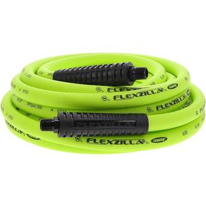 Flexzilla Air Hose, 3/8 in. x 25 ft., 1/4 in. MNPT Fittings, Heavy Duty, Lightweight, Hybrid, ZillaGreen - HFZ3825YW2