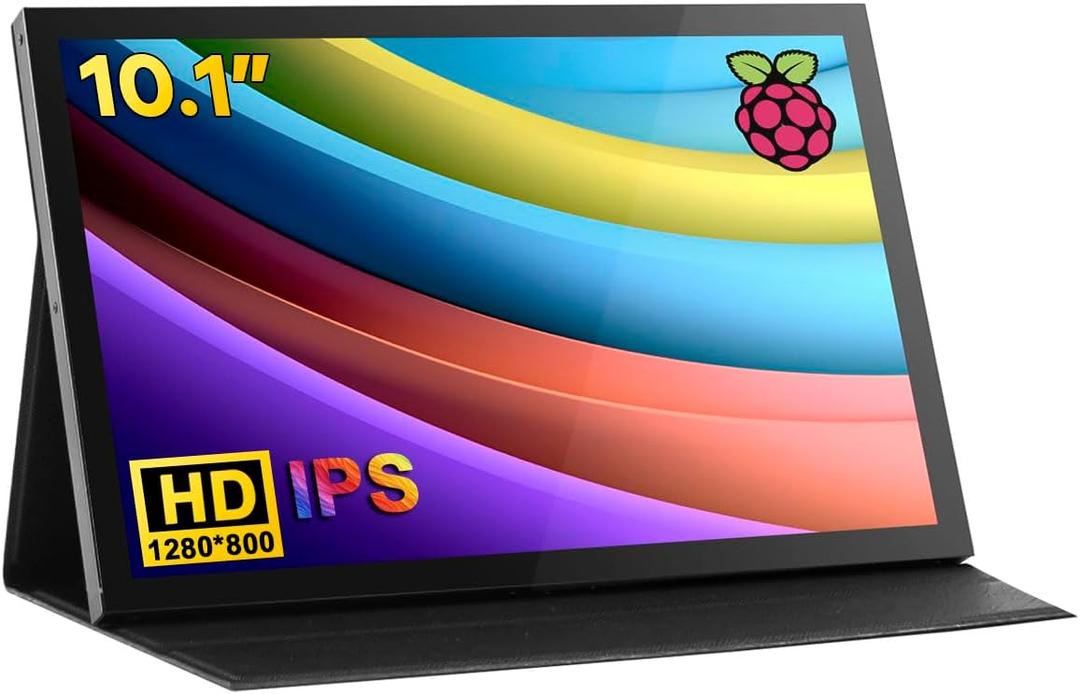 10.1" LCD Touchscreen IPS Monitor 1280x800 Portable Screen HDMI Display Built-in Speakers with Shell for Raspberry Pi 5/Pi 4/3B+ Xbox PS4 Windows 7/8/10