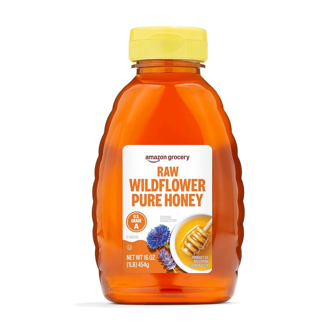 Amazon Grocery, Raw Wildflower Pure Honey, 16 Oz (EXP 08/05/27)