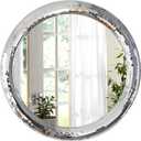 23.6inch Round Decorative Wall Mirror with Mosaic Glass Frame, Silver Bathroom Vanity Mirror
