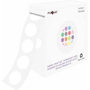 PARLAIM 0.5" Round Color Coding Circle Dot Labels on a Roll, 1000 Stickers in Plastic Dispenser Box, 1/2 inch Diameter, White