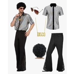 Mens 70's Disco Outfit Retro 70s Mens Costume for Adults Perfect 70's Theme Clothes for Parties Large