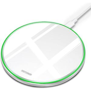 Fast Wireless Charger,20W Max Wireless Charging Pad Compatible with iPhone 17/17 Pro/17 Pro Max/17 Air/16/15/14/13/12/X,AirPods;FDGAO Induction Charge Mat for Samsung Galaxy S25/S24/S23 (20W-Mirror White)