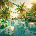 Realspring 4 Pcs St. Patrick's Day Jumbo Inflatable Dice 12 Inch Big Large Shamrock Dice Giant Blow up Cube Decorations with Clover Decor for Irish Game Pool Beach Party Ludo Board Game Night Party