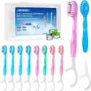 20Pack Mini Disposable Toothbrushes Set 5-in-1 Portable Pre-Pasted Travel Toothbrush with Toothpaste + Tongue Scraper + Floss + Pick Individually Wrapped Small Prepasted Toothbrush for Kids Adults