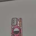 for Samsung Galaxy A36 5G Case with Sparkling Diamonds,Luxury Bling Glitter Design with Magsafe Ring Kickstand and Mirror for Women Girls (Pink)