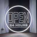 Open Signs for Business - Neon Open Sign LED 20" Round (OPEN 24HOURS 20" inch Round white)