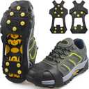 Ice Cleats for Shoes and Boots Men Women Winter Walking Ice Snow Cleats Anti Slip Snow Traction Shoes Crampons 10 Steel Studs Overshoe Slip-on Stretch Rubber Footwear (Large(6-8 men/7.5-9.5 women))