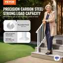 VEVOR Handrails for Outdoor Steps, 3 Step Stair Hand Rail Kit, Transitional Carbon Steel Railings with Installation Kit, Stair Rails for Seniors, Concrete Steps & Porch & Deck, White Retro Arch