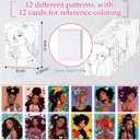 Cholemy 12 Sets Pre Drawn Canvas Kits - Painting Set 8'' x 10'' Afro Sip Pre-Stretched Canvas, Wood Easel, Watercolor Paint, Apron & Brush for Party Favors DIY Gift(Flower Girl)