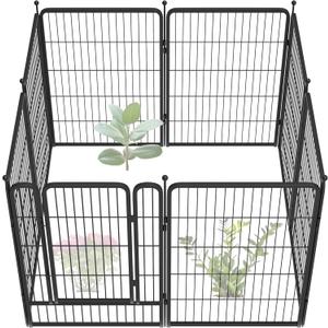 FXW Garden Fence 40in(H) x 18.0ft(L), 8 Panels Decorative Dog Fence Outdoor for The Yard  Heavy Duty Metal Animal Barrier for Dog and Rabbit, Easy Setup, Black
