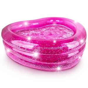 ArtCreativity Sparkly Inflatable Kiddie Pool with 3 Levels, Transparent Blow Up Pool for Kids with Silver Glitter and Cushioned Bottom, Easy to Inflate Outdoor Pools for Backyard, Summer Toys for Kids