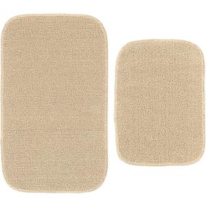 Garland Rug Gramercy Washable Bath Rug – Soft, Plush, Absorbent, Quick-Dry, Durable, 2 Piece Rug Set (17"x24" and 20"x34"), Champagne