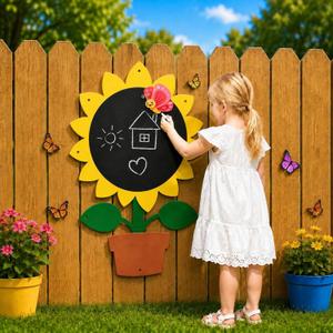 MotiMind 1 Pcs Sunflower Giant Outdoor Chalkboard for Kids, Yellow