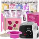 Waxing Kit, WUWUVISTA Hair Removal Hard Wax Kit with Wax Melt Warmer & Waxing Beads for Women & Men - Professional at home Wax Pot for Face/Brazilian/Full Body/Bikini/Sensitive Skin (Black, 35 items) (8.82 Ounce, Pack of 1)