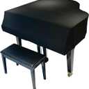 DEEP DEER Waterproof Dustproof Elastic Grand Piano Cover - Minimalist All-Black - with Elastic Drawstring - Fits Petite Grand & Baby/Medium/Parlor Grand Pianos (S-FOR Baby Grand Pianos)