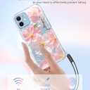 Flower Phone Case for iPhone 15 Pro Max, Delicate Floral Art Pattern Cover, Camera Lens Protector & Shockproof, Silicone Lanyard, Cute Slim & Lightweight for iPhone 15 Pro Max Case (Blue)