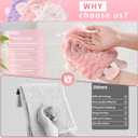 2 x 3 Pack Hand Towels for Bathroom & Kitchen - 9x7in Hanging Absorbent Coral Fleece Towel Set with Cute Lamb Design, Soft Bathroom Hand Towels for Kids Decor, Gym, Spa - White, Pink, Purple