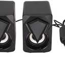 ciciglow X2 6W RGB LED Computer Speakers, USB Powered, 3.5mm Aux, 2.0 Channel, Black, Modern Style, Desktop Speaker