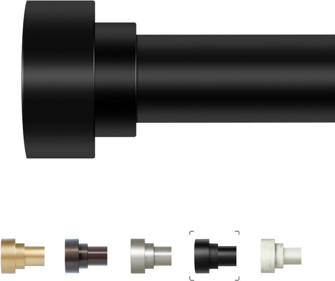 HEI! DEAR Black Curtain Rods 72 to 144 Inch(6-12FT),1 Inch Long Curtain Rod,Adjustable Heavy Duty Curtain Rods,Modern Decorative Drapery Rods,Telescoping Window Single Curtain Rod 36-150",Matte Black
