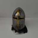 Greek Corinthian Armor Helmet with Chainmail LARP Warrior Costumes Fully Wearable Armor Helmet with Stand Silver