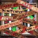 AerWo 10PCS 39''x4.7'' Halloween Haunted Window Boards, Halloween Window Decorations Beware Sign with Evil Eyes Ghost Claw, Haunted House Outdoor Scary Halloween Signs for Fence Door Window Home Decor